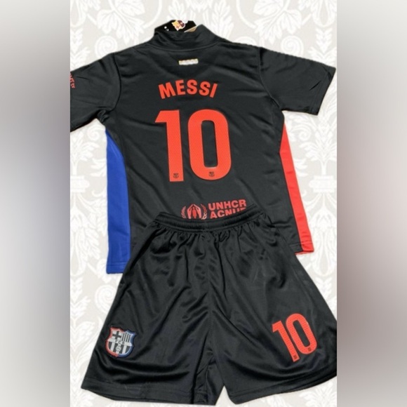 Messi Soccer Jersey Black Youth Medium Size 26 New Barcelona Soccer Jersey Kit - Picture 2 of 5